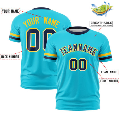 Custom Sky Blue Navy T-shirt Classic Style Stripe Fashion Sports Shirt for Youth & Adults