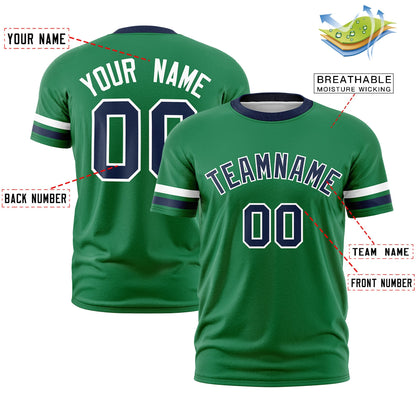 Custom Kelly Green Navy T-shirt Classic Style Stripe Fashion Sports Shirt for Youth & Adults