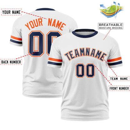 Custom White Navy T-shirt Classic Style Stripe Fashion Sports Shirt for Youth & Adults