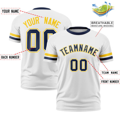 Custom White Navy T-shirt Classic Style Stripe Fashion Sports Shirt for Youth & Adults