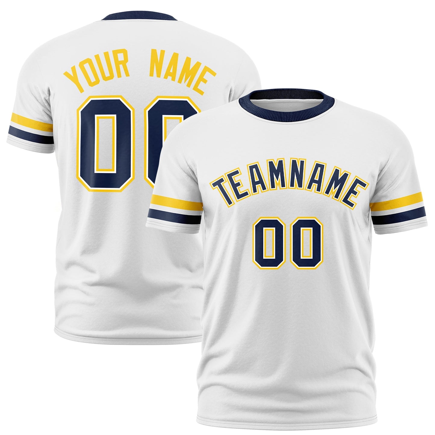 Custom White Navy T-shirt Classic Style Stripe Fashion Sports Shirt for Youth & Adults