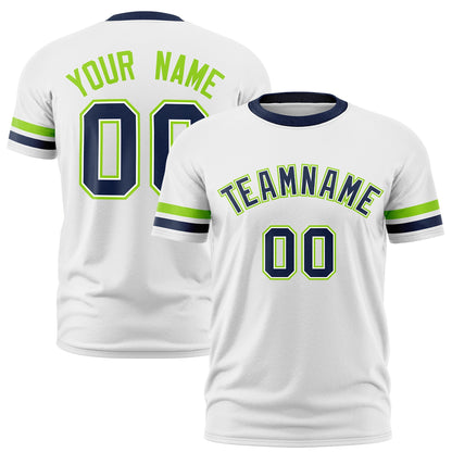 Custom White Navy T-shirt Classic Style Stripe Fashion Sports Shirt for Youth & Adults