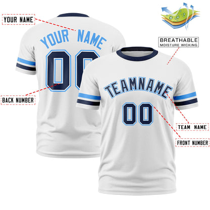 Custom White Navy T-shirt Classic Style Stripe Fashion Sports Shirt for Youth & Adults