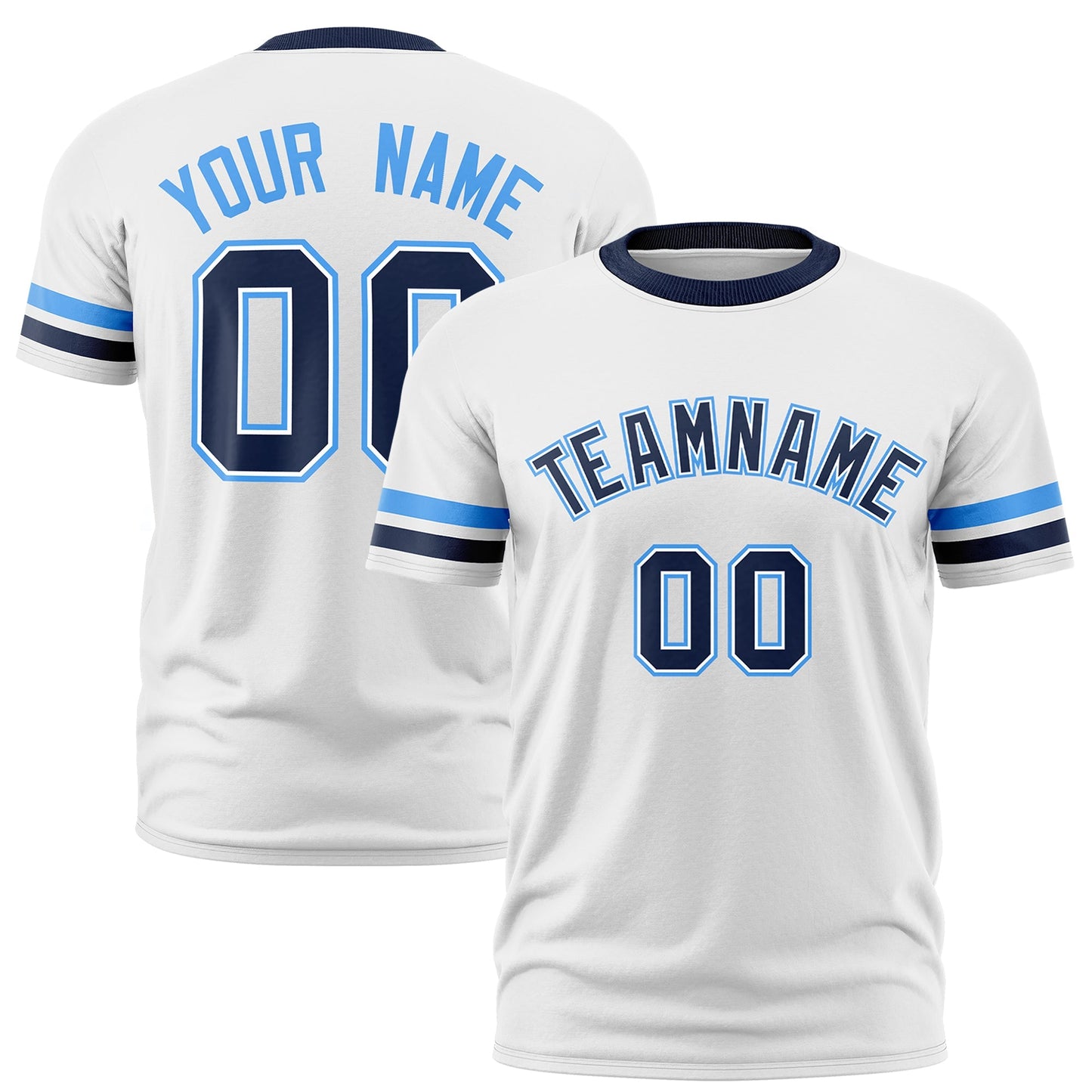 Custom White Navy T-shirt Classic Style Stripe Fashion Sports Shirt for Youth & Adults