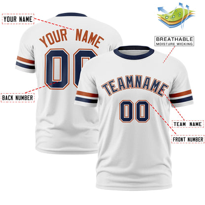 Custom White Navy T-shirt Classic Style Stripe Fashion Sports Shirt for Youth & Adults