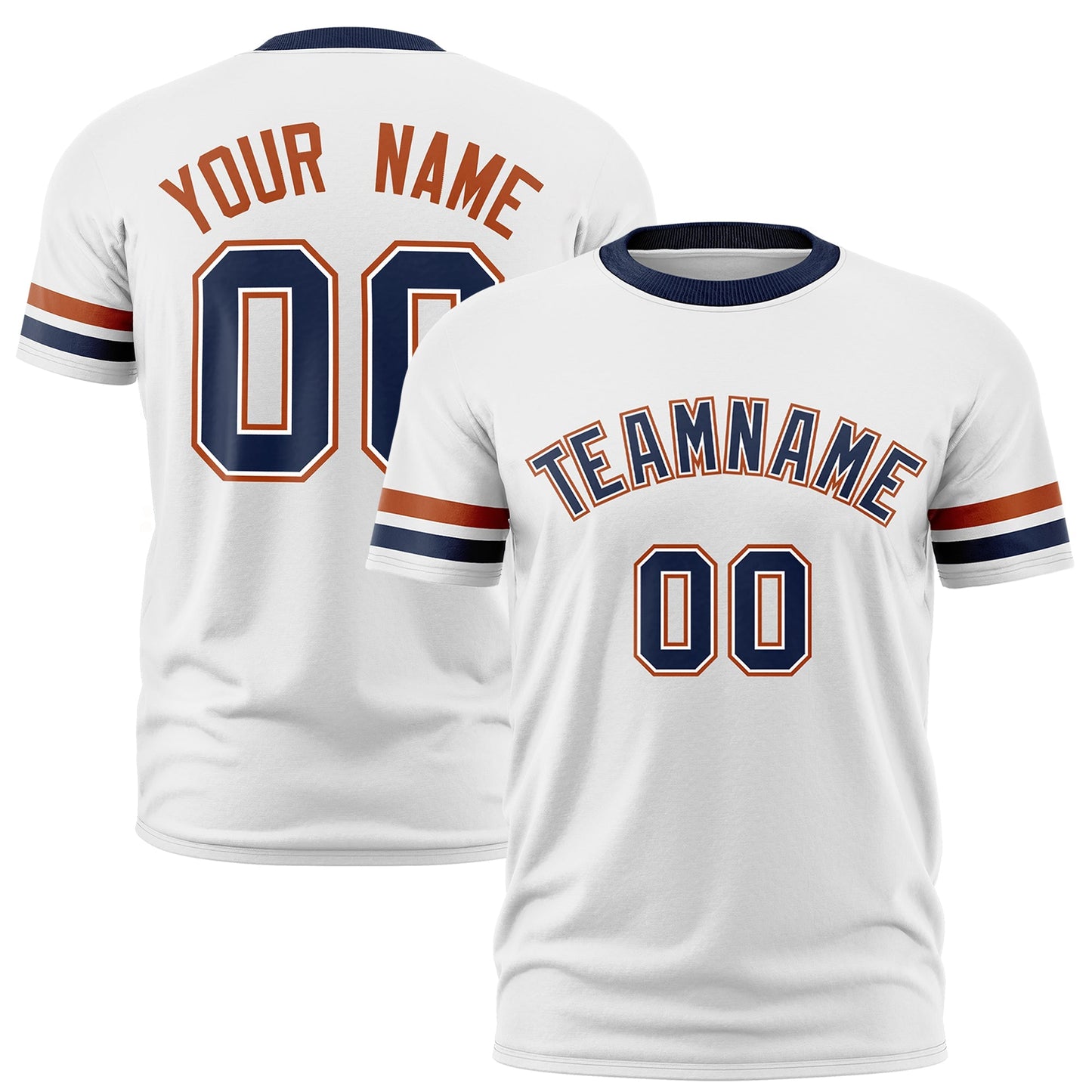 Custom White Navy T-shirt Classic Style Stripe Fashion Sports Shirt for Youth & Adults