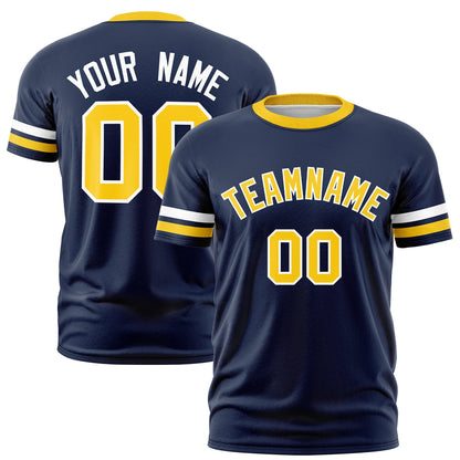 Custom Navy Gold T-shirt Classic Style Stripe Fashion Sports Shirt for Youth & Adults