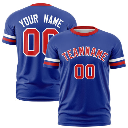 Custom Royal Blue Red T-shirt Classic Style Stripe Fashion Sports Shirt for Youth & Adults