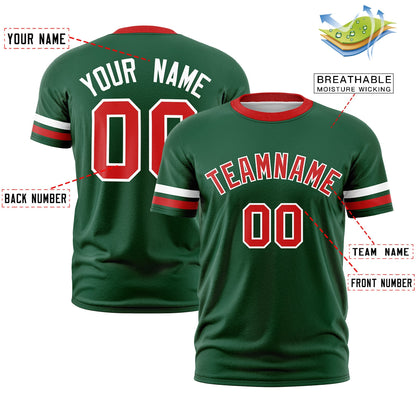 Custom Green Red T-shirt Classic Style Stripe Fashion Sports Shirt for Youth & Adults