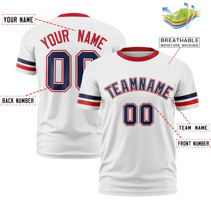 Custom White Red T-shirt Classic Style Stripe Fashion Sports Shirt for Youth & Adults