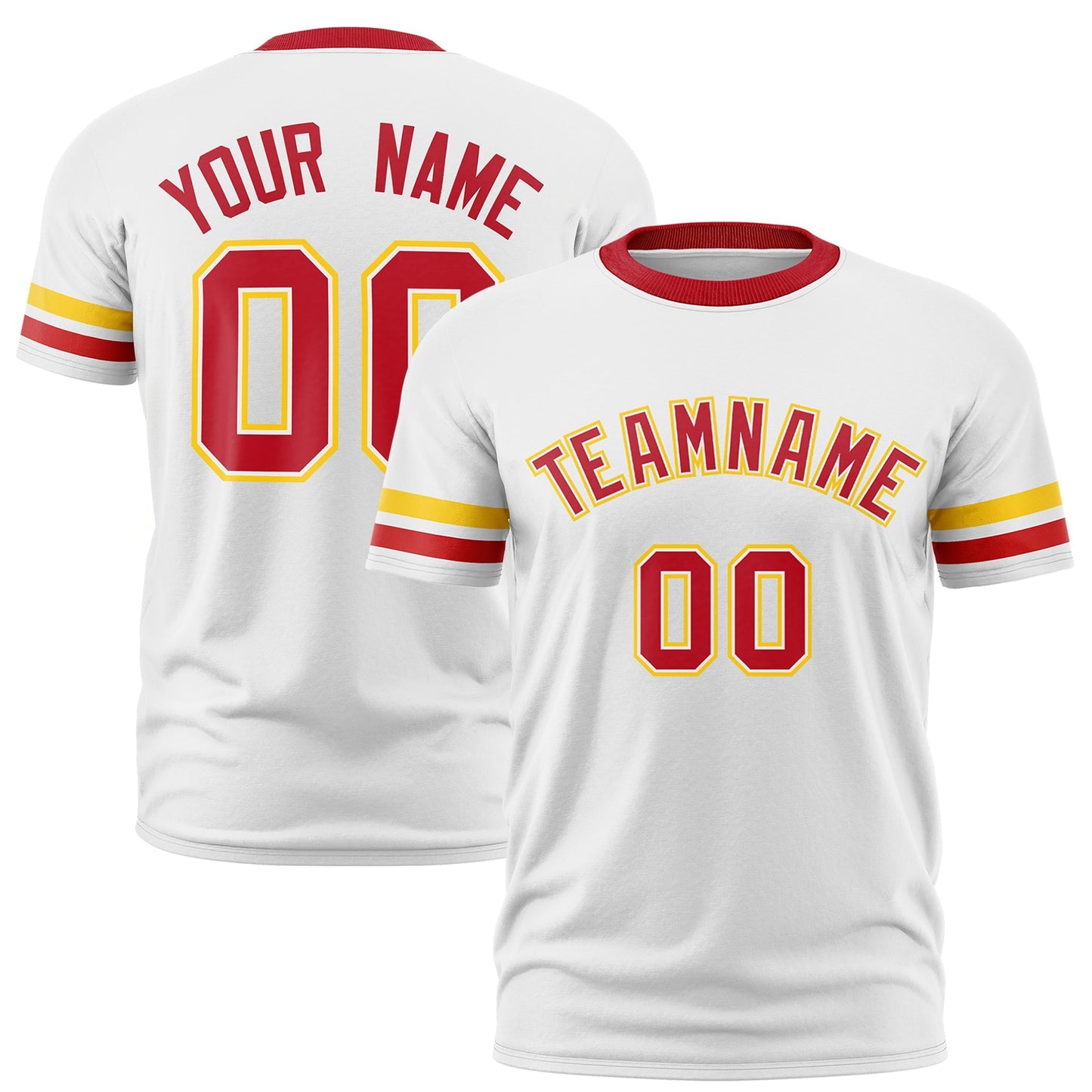 Custom White Red T-shirt Classic Style Stripe Fashion Sports Shirt for Youth & Adults