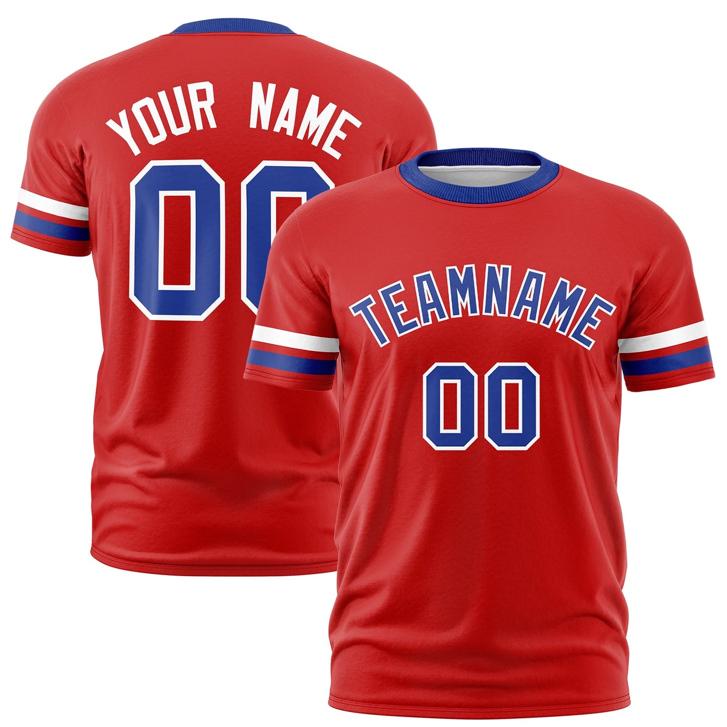 Custom Red Royal Blue T-shirt Classic Style Stripe Fashion Sports Shirt for Youth & Adults