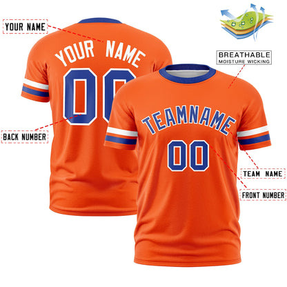 Custom Orange Royal Blue T-shirt Classic Style Stripe Fashion Sports Shirt for Youth & Adults
