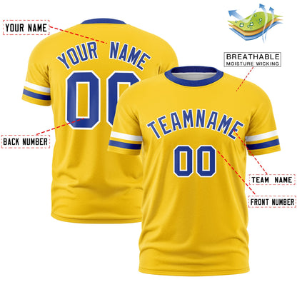 Custom Gold Royal Blue T-shirt Classic Style Stripe Fashion Sports Shirt for Youth & Adults