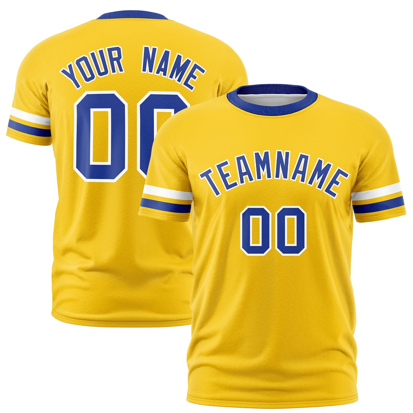 Custom Gold Royal Blue T-shirt Classic Style Stripe Fashion Sports Shirt for Youth & Adults