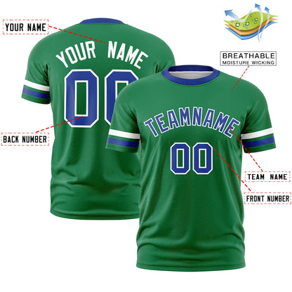 Custom Kelly Green Royal Blue T-shirt Classic Style Stripe Fashion Sports Shirt for Youth & Adults