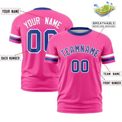 Custom Pink Royal Blue T-shirt Classic Style Stripe Fashion Sports Shirt for Youth & Adults