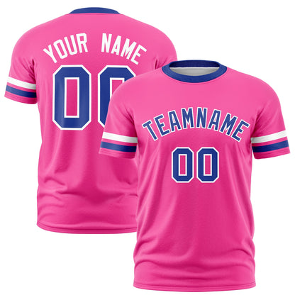 Custom Pink Royal Blue T-shirt Classic Style Stripe Fashion Sports Shirt for Youth & Adults