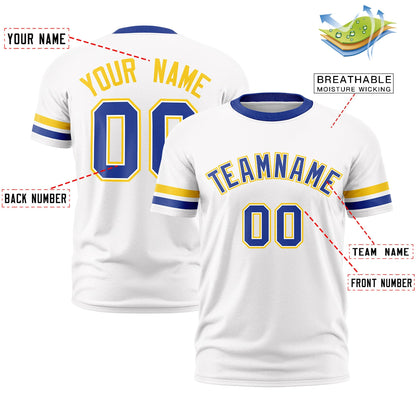 Custom White Royal Blue T-shirt Classic Style Stripe Fashion Sports Shirt for Youth & Adults