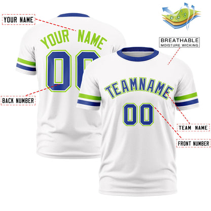 Custom White Royal Blue T-shirt Classic Style Stripe Fashion Sports Shirt for Youth & Adults