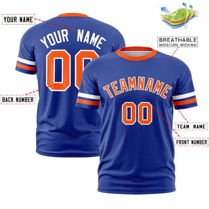 Custom Royal Blue Orange T-shirt Classic Style Stripe Fashion Sports Shirt for Youth & Adults