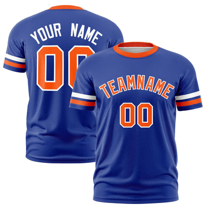 Custom Royal Blue Orange T-shirt Classic Style Stripe Fashion Sports Shirt for Youth & Adults