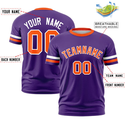 Custom Purple Orange T-shirt Classic Style Stripe Fashion Sports Shirt for Youth & Adults