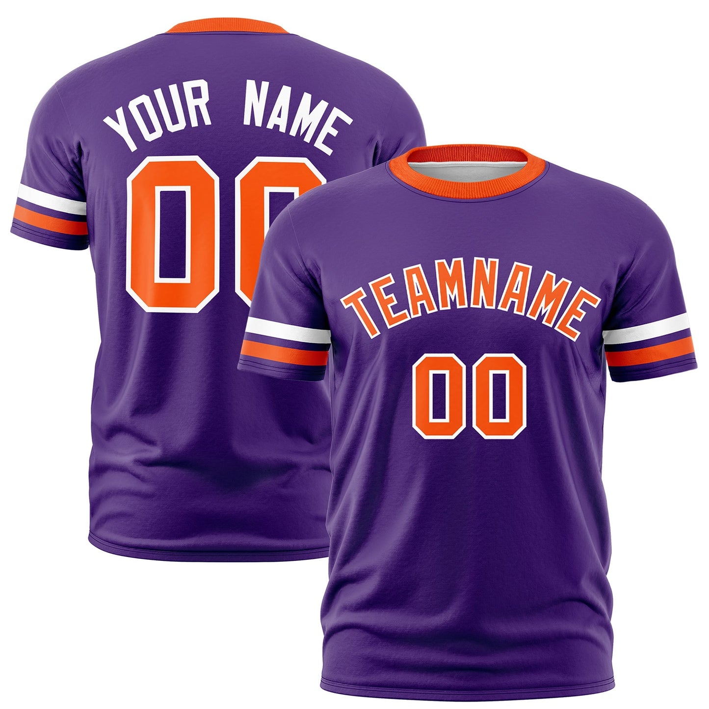 Custom Purple Orange T-shirt Classic Style Stripe Fashion Sports Shirt for Youth & Adults