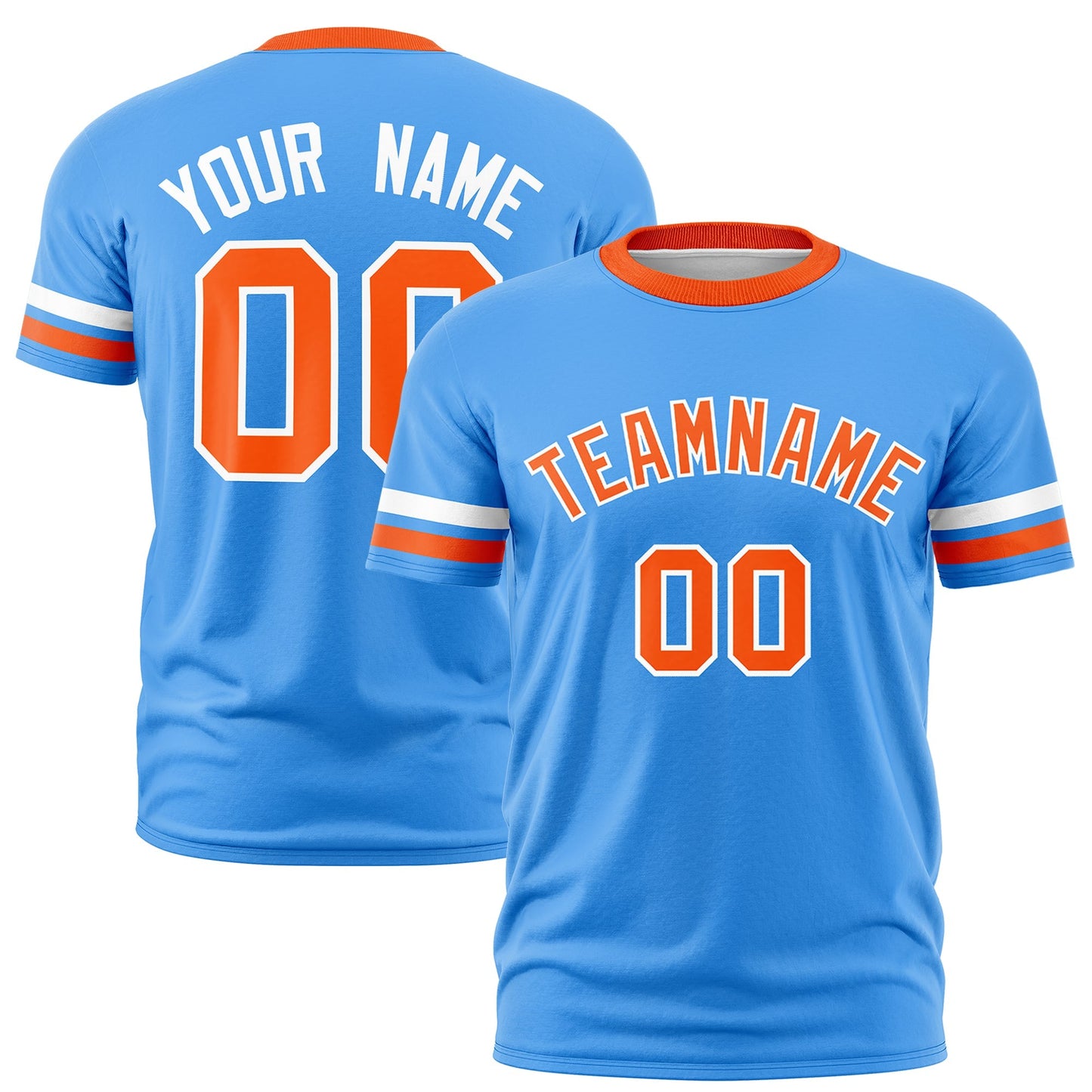 Custom Aqua Orange T-shirt Classic Style Stripe Fashion Sports Shirt for Youth & Adults