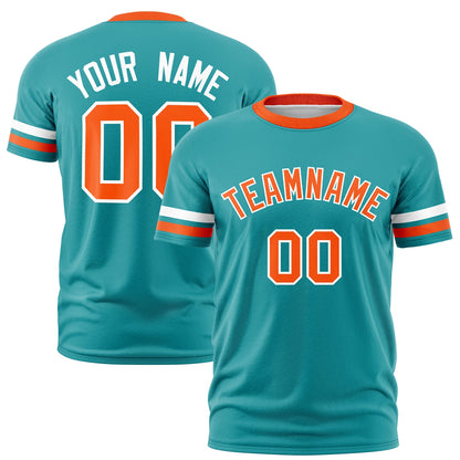 Custom Powder Blue Orange T-shirt Classic Style Stripe Fashion Sports Shirt for Youth & Adults