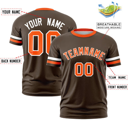 Custom Brown Orange T-shirt Classic Style Stripe Fashion Sports Shirt for Youth & Adults