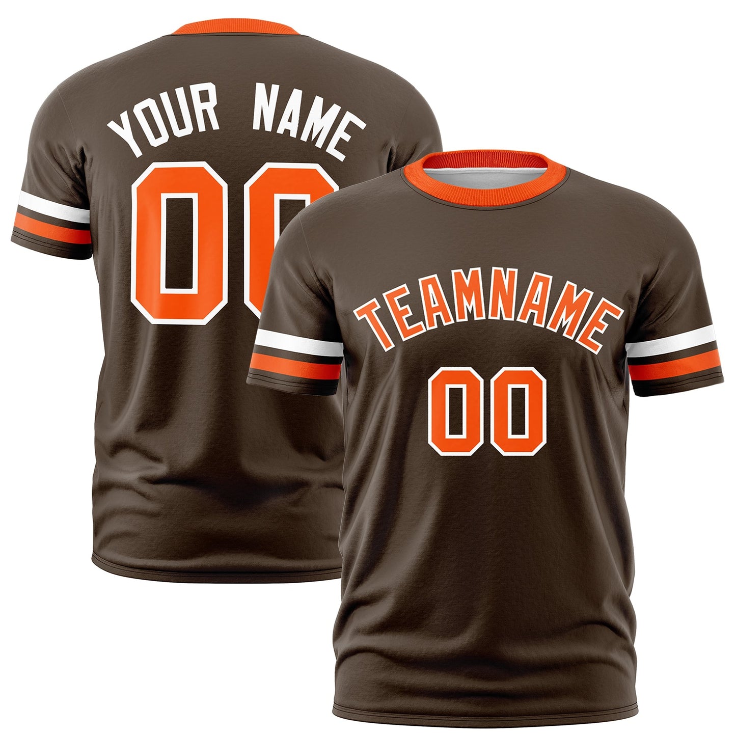 Custom Brown Orange T-shirt Classic Style Stripe Fashion Sports Shirt for Youth & Adults