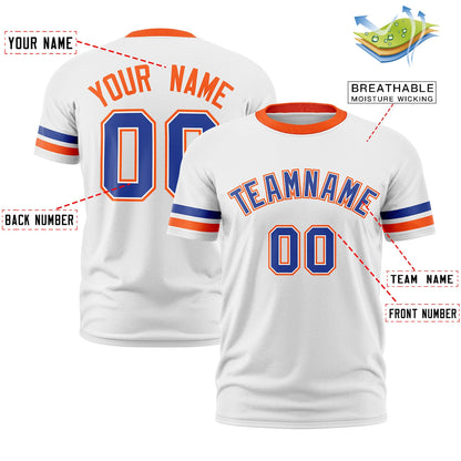 Custom White Orange T-shirt Classic Style Stripe Fashion Sports Shirt for Youth & Adults