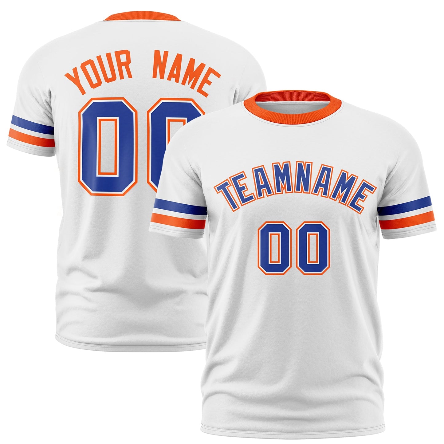 Custom White Orange T-shirt Classic Style Stripe Fashion Sports Shirt for Youth & Adults