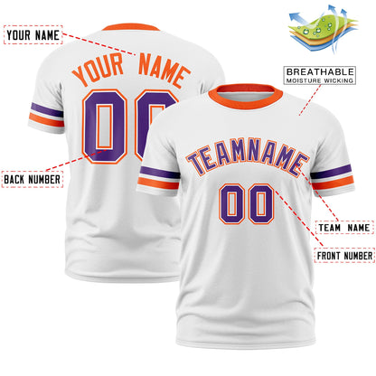 Custom White Orange T-shirt Classic Style Stripe Fashion Sports Shirt for Youth & Adults