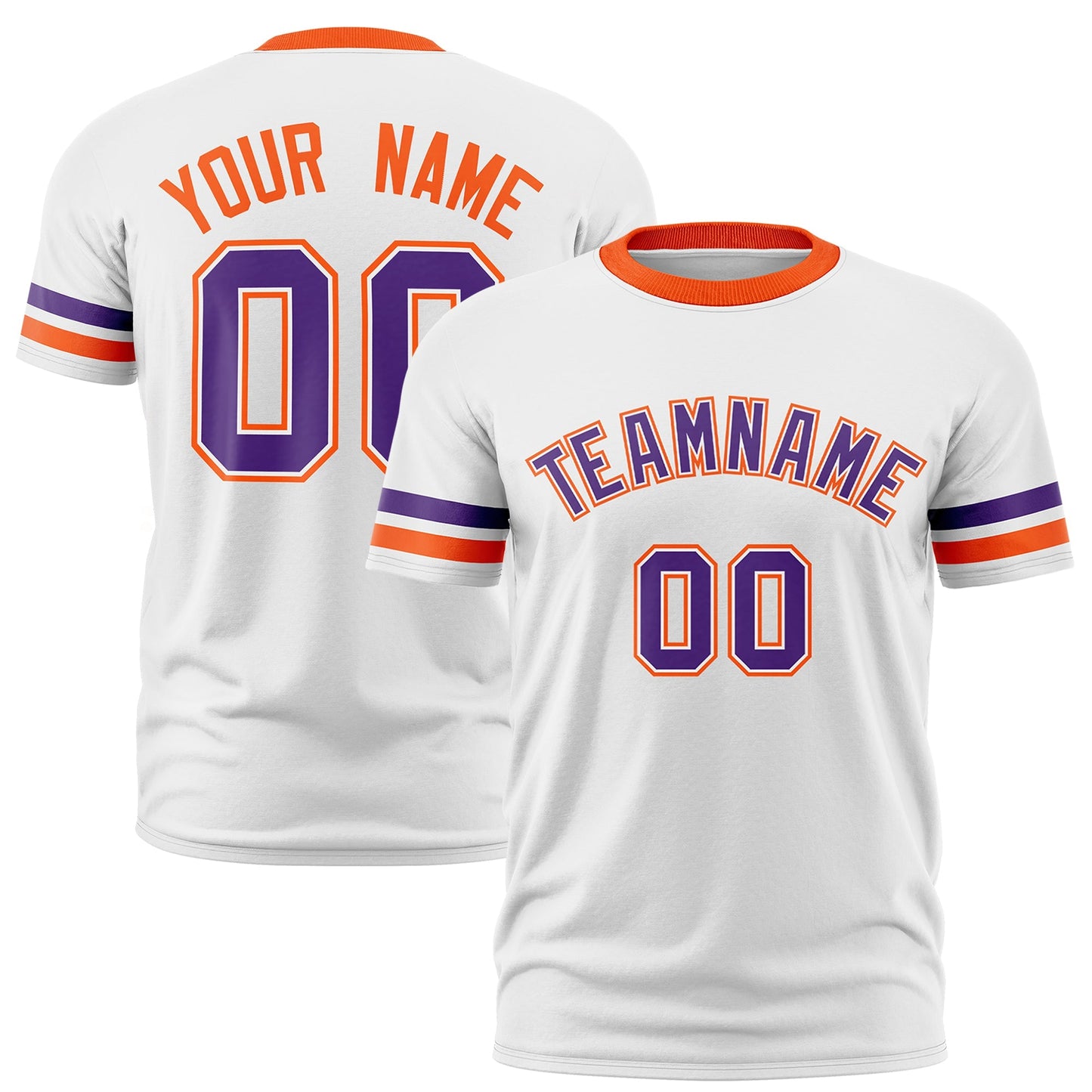 Custom White Orange T-shirt Classic Style Stripe Fashion Sports Shirt for Youth & Adults