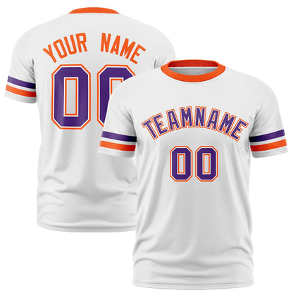 Custom White Orange T-shirt Classic Style Stripe Fashion Sports Shirt for Youth & Adults