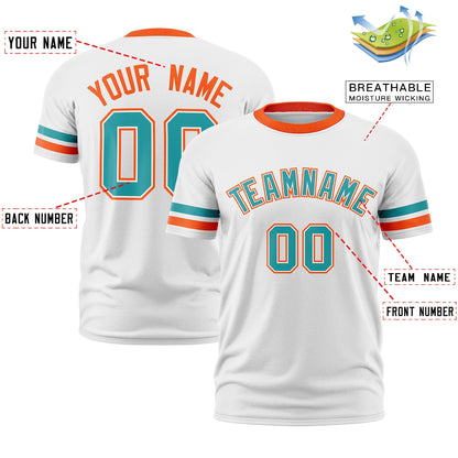 Custom White Orange T-shirt Classic Style Stripe Fashion Sports Shirt for Youth & Adults