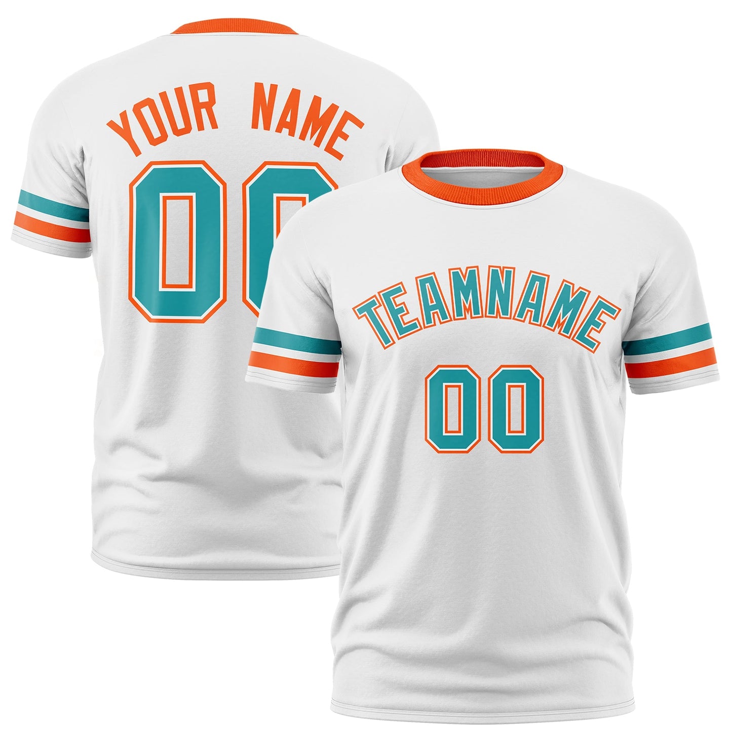 Custom White Orange T-shirt Classic Style Stripe Fashion Sports Shirt for Youth & Adults