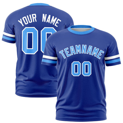 Custom Royal Blue Powder Blue T-shirt Classic Style Stripe Fashion Sports Shirt for Youth & Adults