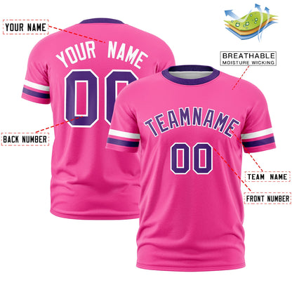 Custom Pink Purple T-shirt Classic Style Stripe Fashion Sports Shirt for Youth & Adults