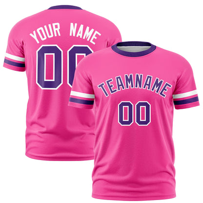 Custom Pink Purple T-shirt Classic Style Stripe Fashion Sports Shirt for Youth & Adults