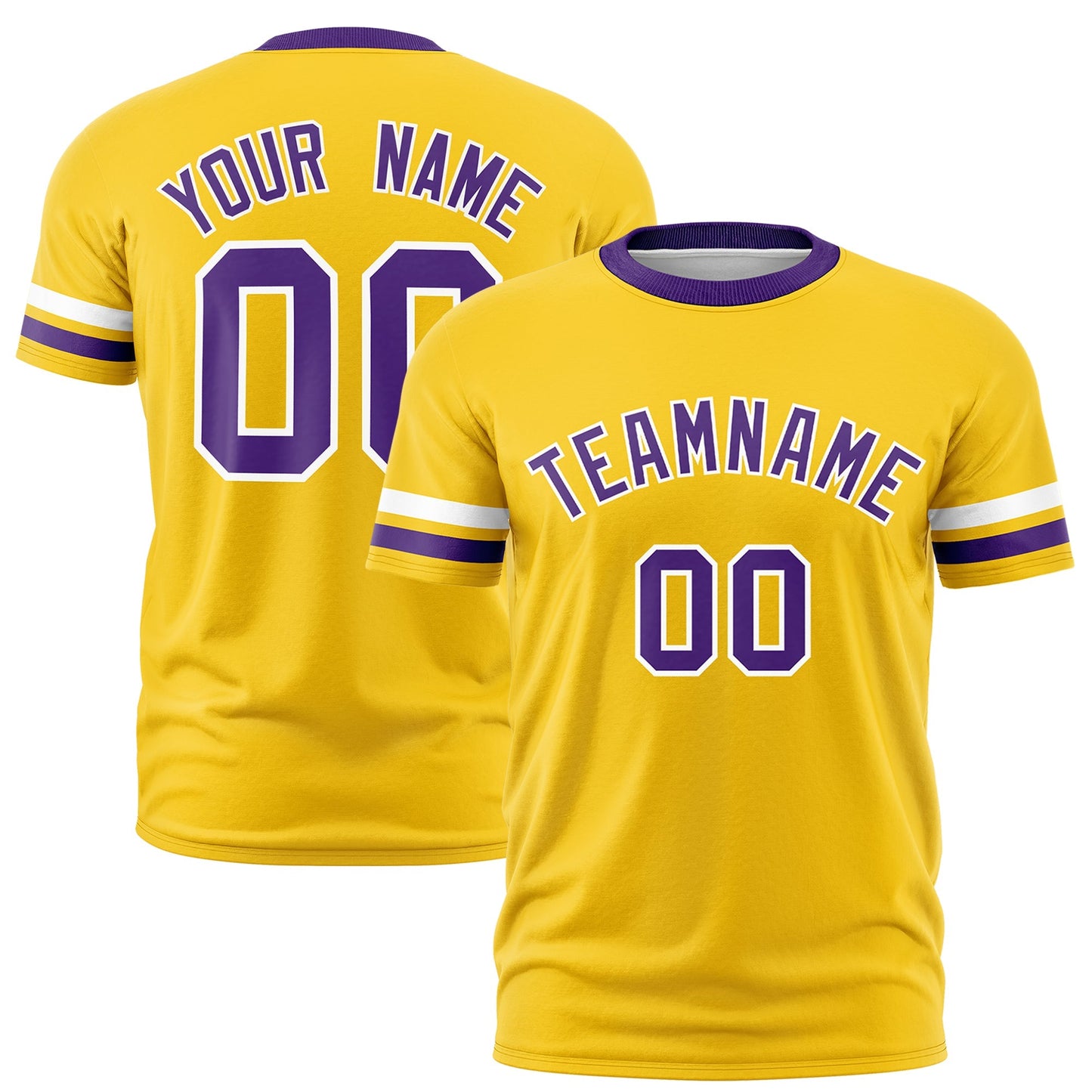 Custom Gold Purple T-shirt Classic Style Stripe Fashion Sports Shirt for Youth & Adults