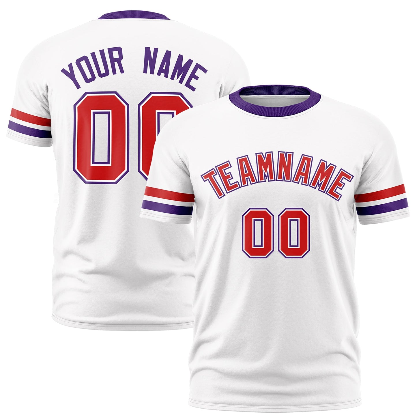 Custom White Purple T-shirt Classic Style Stripe Fashion Sports Shirt for Youth & Adults