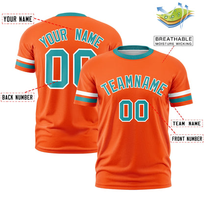 Custom Orange Aqua T-shirt Classic Style Stripe Fashion Sports Shirt for Youth & Adults