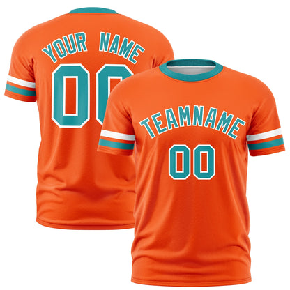 Custom Orange Aqua T-shirt Classic Style Stripe Fashion Sports Shirt for Youth & Adults