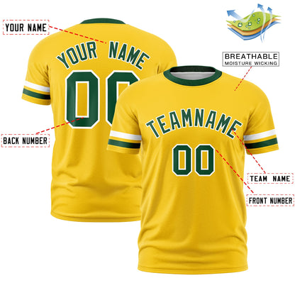 Custom Gold Green T-shirt Classic Style Stripe Fashion Sports Shirt for Youth & Adults