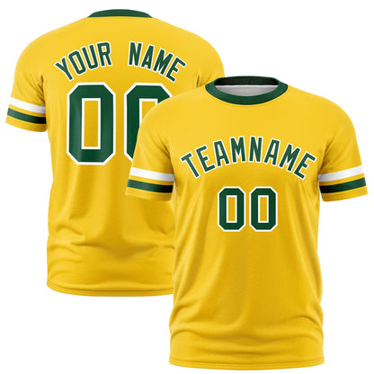 Custom Gold Green T-shirt Classic Style Stripe Fashion Sports Shirt for Youth & Adults