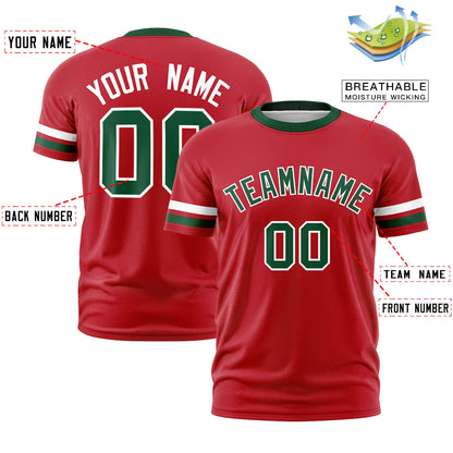 Custom Red Green T-shirt Classic Style Stripe Fashion Sports Shirt for Youth & Adults