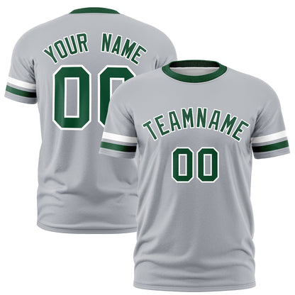 Custom Gray Green T-shirt Classic Style Stripe Fashion Sports Shirt for Youth & Adults